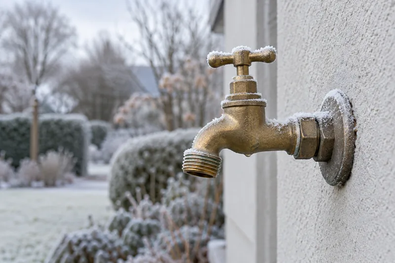 Symbolbild: Außenwasserhahn mit Raureif